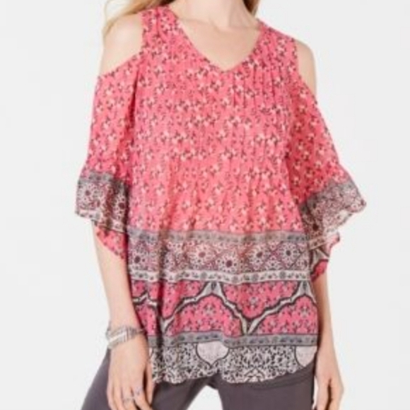 Style & Co plus floral cold shoulder sheer blouse 2X - Picture 2 of 8